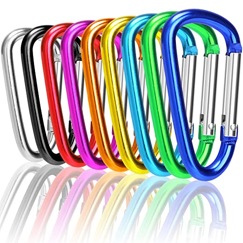 UPINS Carabiner Keychain, 10 Pack 3 Inch Aluminum Locking Carabiner Heavy Duty Hook Multi-use Aluminium D Ring Carabiner Clips
