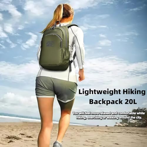 Lightweight Packable Travel Backpack 20L, Water-Resistant Daily Backpack Outdoor Hiking Pack for Women Men (Army green)3