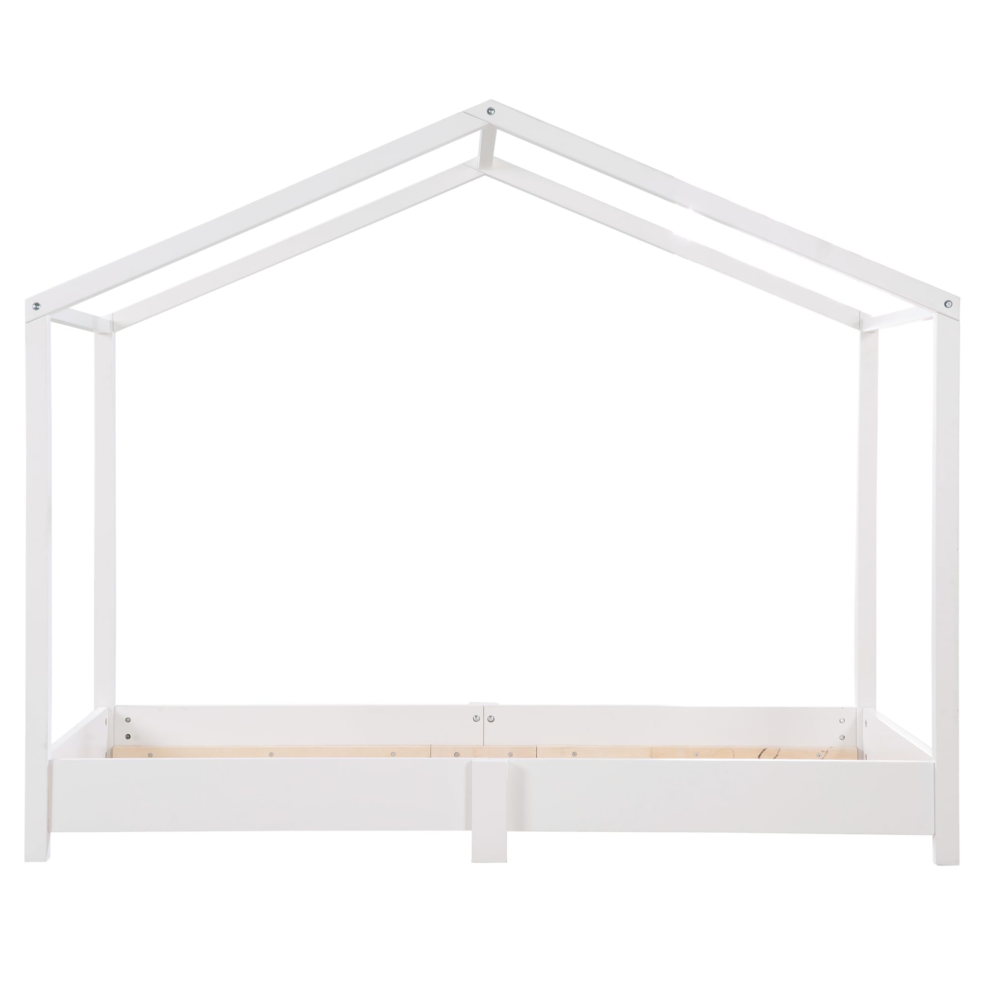 roba Hausbett 70 x 140 cm - Bodenbett für Kinder nach Montessori Prinzip - Erweiterbar durch Lattenrost, Matratze und Hausbettbezug - Holz weiß lackiert