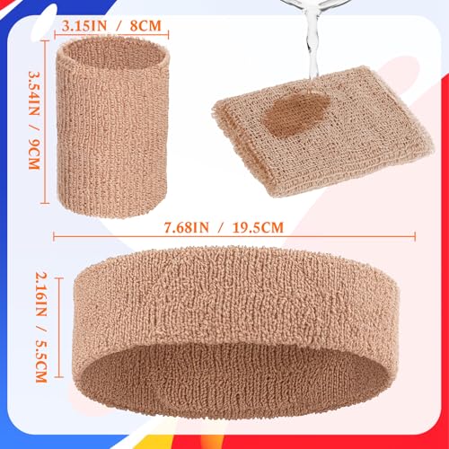 Image of Civaner 12 Pcs 80 90s Neon Sweatbands Soccer Baseball Headbands Wristband Set for Men Women Party Cotton Headbands Terry Cloth Athletic Sweat Bands for Tennis Football Gym Outdoor