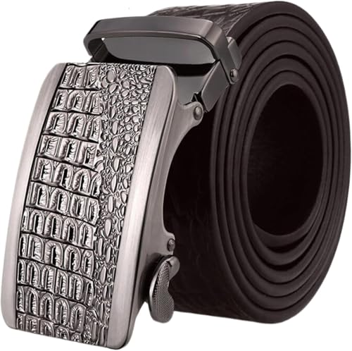 Sress Belts High-end Belts Crocodile Leather Ratchet Formal Men Belt Alloy Engraved Automatic Buckle Belt Casual Belts