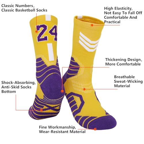 Basketball Socks - Men & Women Athletic Running Compression Cushion Team Number Socks2