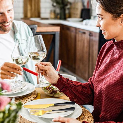 24-teiliges Flatware Set, Edelstahl Besteck Set mit Silberbesteck Halter, Löffel, Gabeln und Messer, Geschirr Set Service für 6, Gold Spiegel poliert und matt rosa lackiert (Schwarzes Gold)