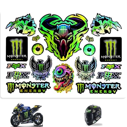 SGQTGIMU Reflectantes Pegatinas Moto Reflectantes Pegatinas Casco Moto Pegatinas Monster Pegatina de Moto Pegatinas de Patas Adecuado para Motocicletas, Coches, Cascos, monopatines(Verde)