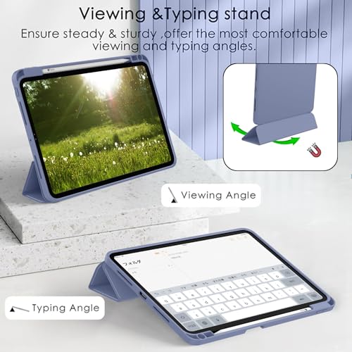 Image of ZryXal New iPad Pro 13 Inch Case (M5) 2025 / (M4) 2024 with Pencil Holder, Smart iPad Case [Support Pencil Pro and Pencil (USB-C)], Support Touch ID and Auto Wake /Sleep (New Lavender)