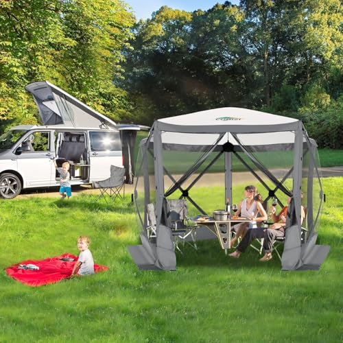Image of COBIZI 10x10 FT Pop up Gazebo, Popup Canopy Tent,Instant Screened in Gazebos, Waterproof Portable Outdoor Small Screen Tents Sun Shelter,carpas para Patio for Camping, Garden and Backyard,Gray