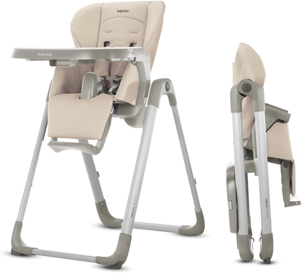 My time Highchair, Butter - Adjustable High Chair for Babies & Toddlers, 4 Height & 3 Recline Settings, Collapsible, Tool-Free Assembly, BPA Free, Removable Tray for Easy Cleaning