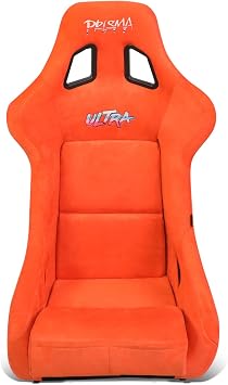 NRG Innovations NRG-FRP-302OR-ULTRA Prisma Fixed Back Bucket Racing Seat with Bottom Mount Bracket, Orange Color Seat/Gold Flake Back, 24" W X 36" H X 18" D