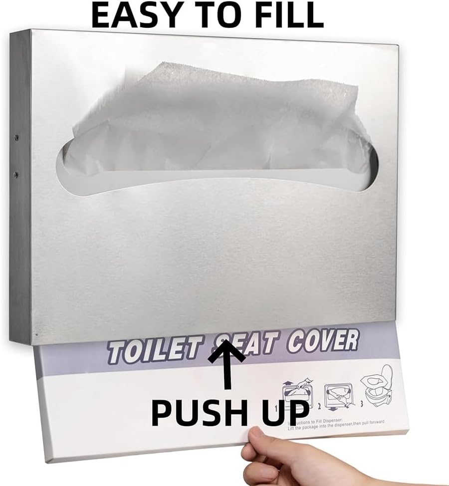 Toilet Seat Cover Dispenser, for Disposable Toilet Seat Cover Holder in Commercial Stainless Steel Design