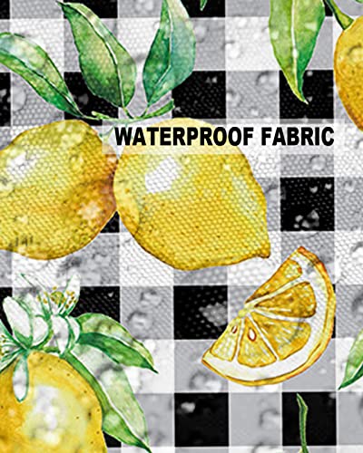 Summer Outdoor Pillow Covers Set Of 2, Yellow Lemon White Floral Decorative Waterproof Throw Pillowcase Farm Fruit Black White Buffalo Plaid Cotton Linen Soft Cozy Cushion Cover Pillowsham 16X16In #TOP4