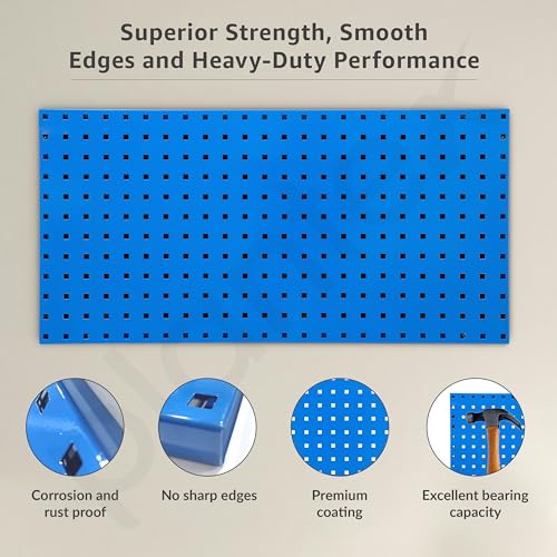 Image of Plantex Metal Peg board for Wall /Storage Pegboard for Tools /Peg Board Tool Organizer for Garages Workshop Home /For Power Tool & Hand Tools - Wall Mount (90 x 45 cm)