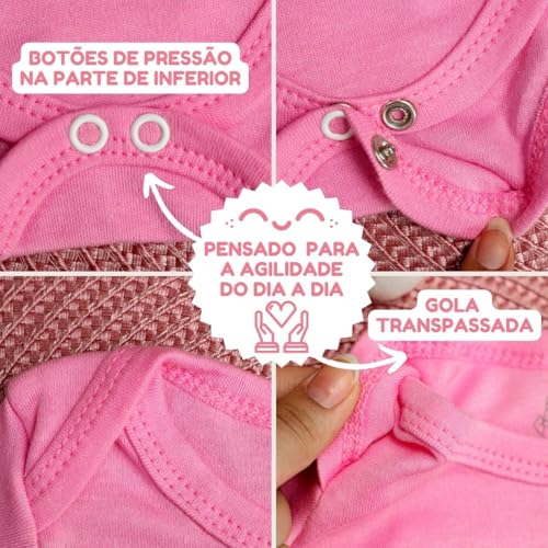 Kit Body Mijão Pé Reversível 4 Peças Bebe Feminino (Menina, M)