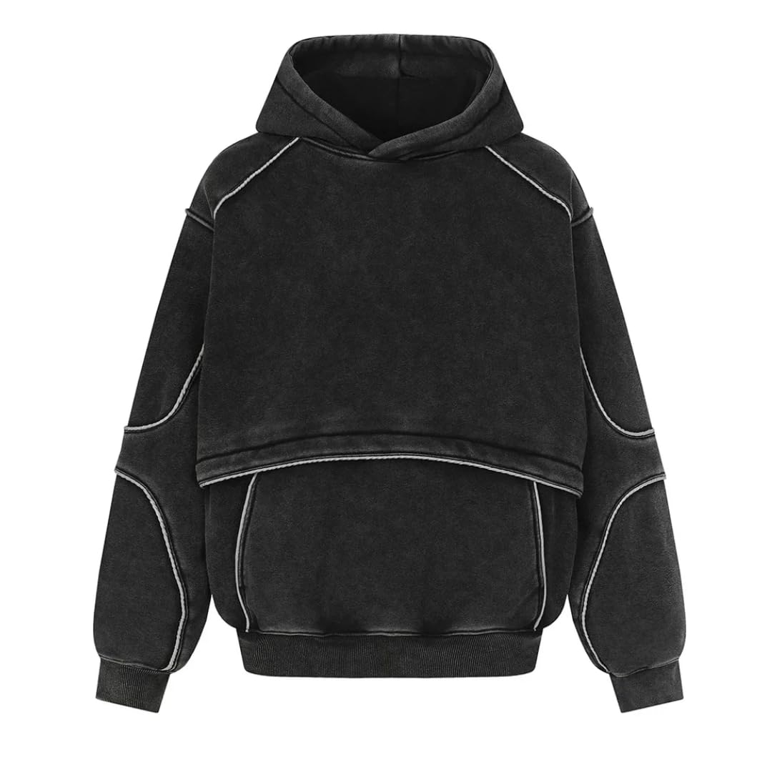Felpe Vintage Oversize da Uomo Streetwear Calde Felpe Hip Hop Felpe(Nero,as6,Alpha,s,Regular,Regular)