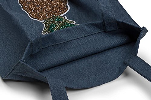 styleBREAKER shopping bag with sequin pineapple applique, tote bag, canvas, fabric bag. Bag, unisex 02012215, Colour:Khaki - Image 3