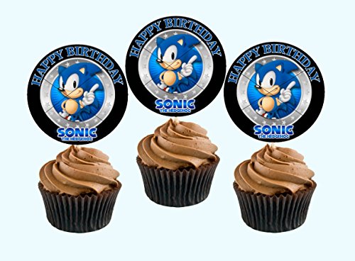 12 Happy Birthday SONIC THE HEDGEHOG Inspired Party Picks, Cupcake Picks, CupcakeToppers