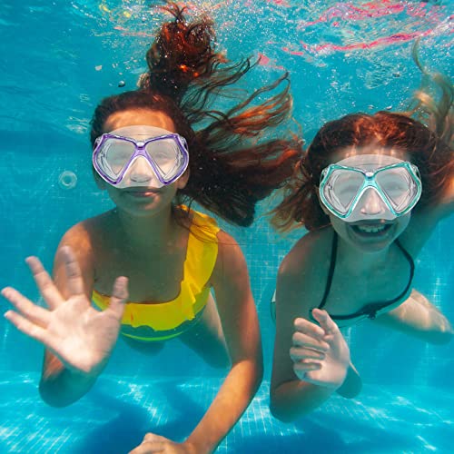 Weewooday 2 Pcs Swimming Diving Goggles Swim Mask Goggle Underwater Swim Goggles Nose Goggles For Adults Youth (Light Green, Purple) #TOP5