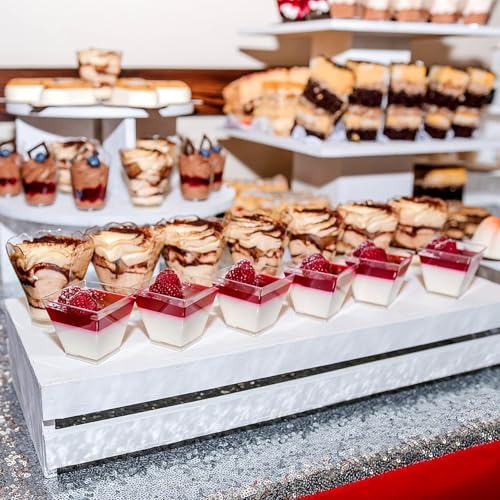 Image of Colovis Mini Dessert Cups, 200 CT 2oz Clear Plastic Parfait Appetizer Cups with Spoons Mini Square Dessert Bowls for Serving, Tasting (200)