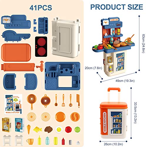 Kinderküche, 4 in 1 Trolley Koffer Spielküche inkl. Kochfeld mit Sound und Licht, Wasserhahn mit Wasser-Pump-Funktion… – Bild 6