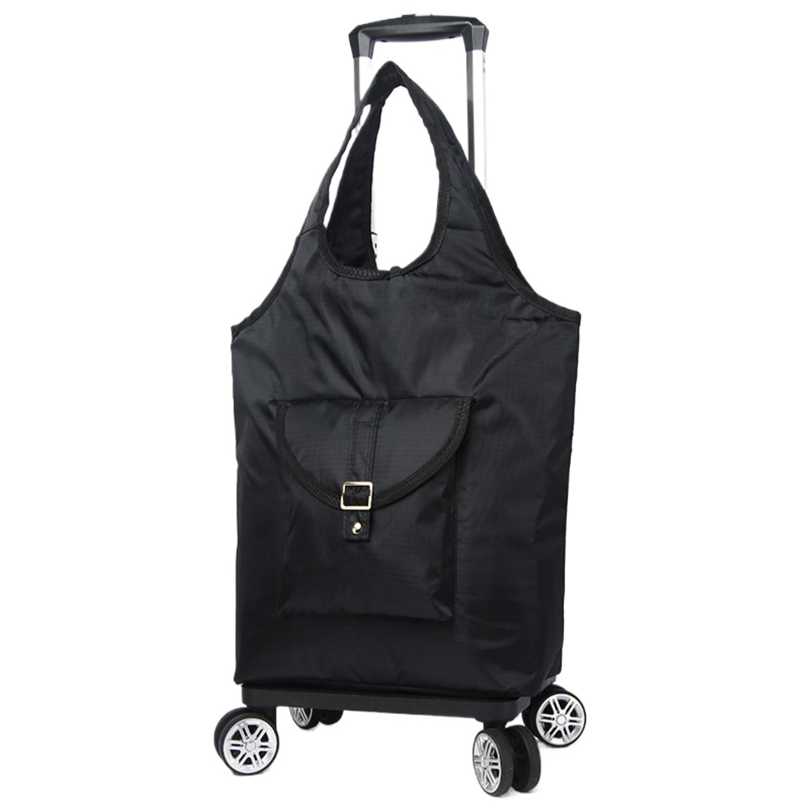 SBZIOJHDR foldable shopping trolley， Folding Removable Insulated Bag Portable Handcart(Black)