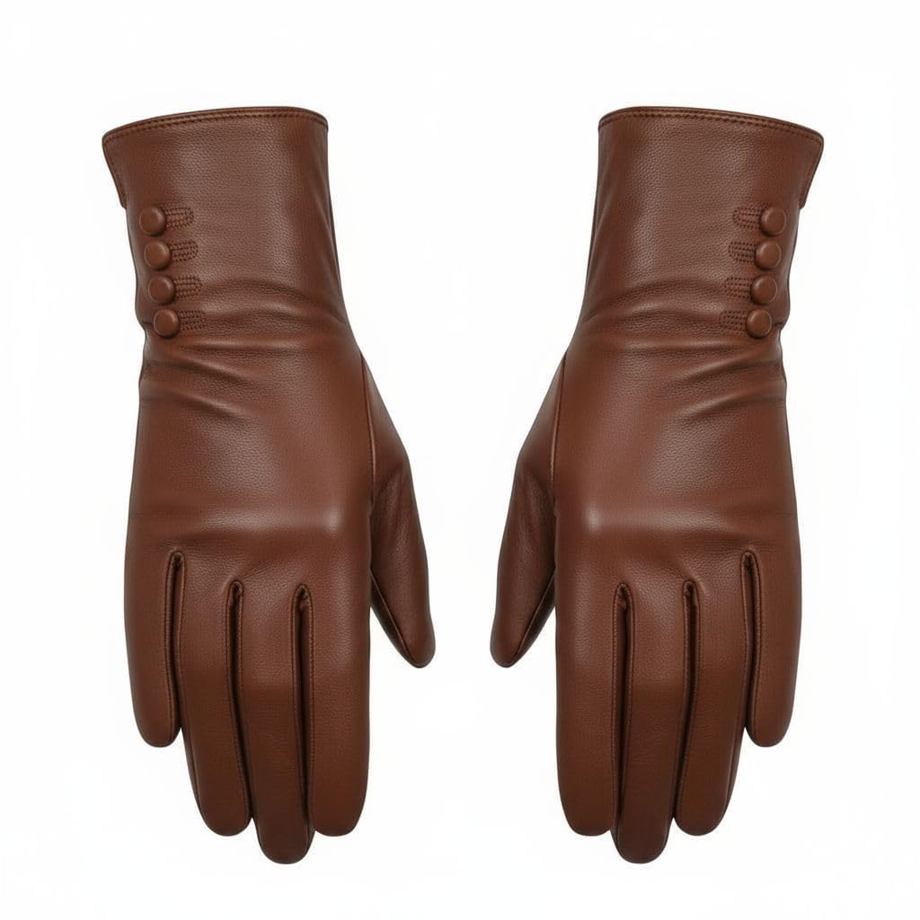 The Leather Emporium Women's Tan New Genuine Soft Leather Fully Lined Winter Warm (Large, )