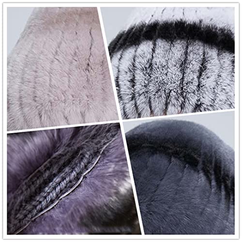 Desconocido Sombreros de Piel de Invierno para Mujer Sombrero de Piel Natural con Lazo Gorro cálido para Mujer