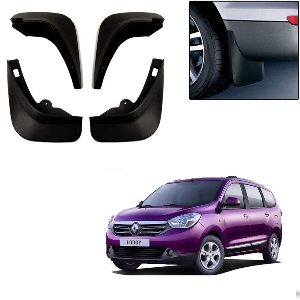 Auto Pearl Car Heavy Duty Cup Type Mud Flaps Splash Guards || O.E Type Custom Front and Rear Mud Flap Guard Set for -Lodgy (Set of 4pcs) - Black