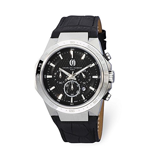 Mens Charles Hubert Stainless Steel Chronograph Black Dial Solar-powered Watch