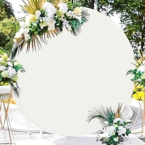 Outpain 6.5FT Beige Round Arch Backdrop Cover for 6.5FT/6.6FT Circle Arch Stand Wrinkle Resistant Beige Circle Arch Backdrop Cover for Wedding, Birthday, Baby Shower Decorations