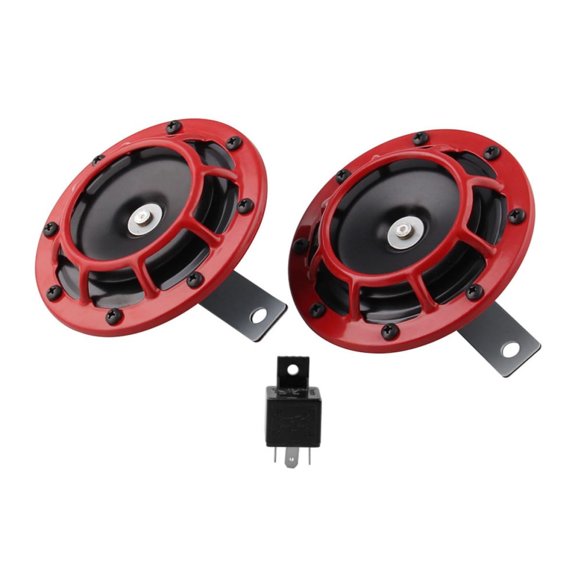 Bocinas de Coche de Aleación de Aluminio 12v con Relé, Bocina de Silbato Eléctrica Súper Fuerte, para Motocicleta y Camión, Instalación Fácil, Rojo