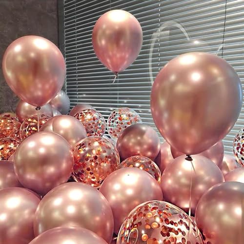 Image of Chrome Balloons, 30pcs 12inch Chrome Metallic Balloons for Birthday Decorations, Anniversary, Engagement, Wedding Decorations, Baby Shower, Festival Party Decorations (30 Pcs, RoseGold Ch)