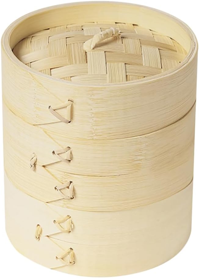 1 Set of Bamboo Steamer 3-Tier Meat Steamer Chinese Dim Sum Bamboo Food s Seafood Kitchen Mini Basket for Home Kitchen