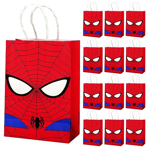 24 Pcs Kraft Party Bags with Handles - 14.5 x 8 x 20.5 cm Treat Sweet Candy Gift Bags for Kids Party, Wedding, Birthday Celebrations