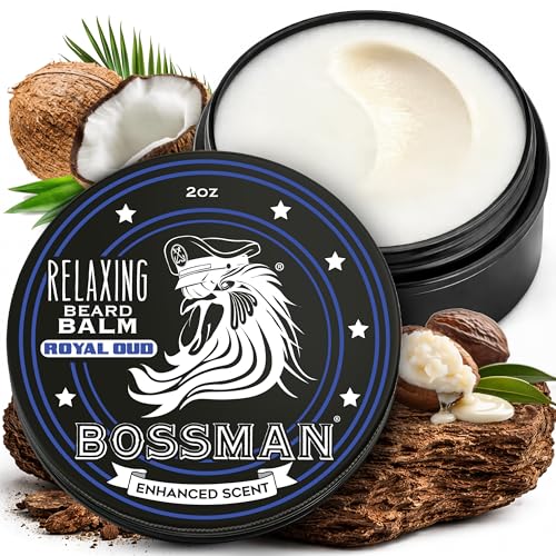 Bossman Relaxing Beard Balm for Men (Royal Oud Scent) - Made in Texas