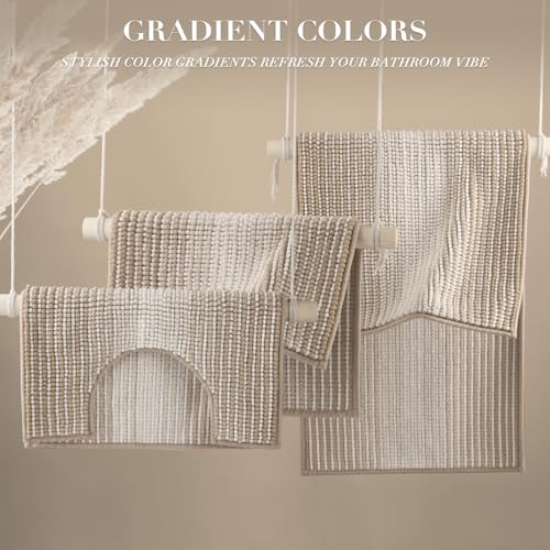 BSICPRO Bathroom Rugs Sets 3 Piece, U-Shaped Toilet Mat Sets, Light Taupe by BSICPRO - Used condition - Image 5