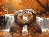 Diamond Painting Caer, Diamond Painting Kit Completo, Manualidades Adultos, Regalo Mujer, DIY Cristal Punto de Cruz Pintura Diamante Kits para Principiantes, Decoracion Hogar, Nutria 50x70 cm 0b-846
