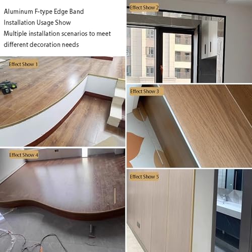 Perfil de escalón de metal plegable en forma de F para parquet laminado y azulejos, 90 cm de longitud, juego de 3 – Borde de escalera duradero para renovación del hogar y soluciones de suelos