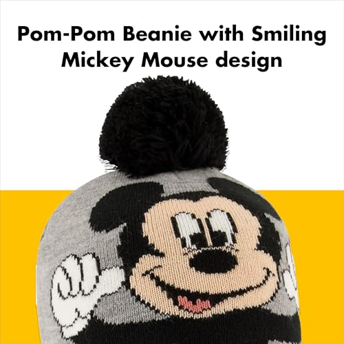 Disney Boys Toddler Winter Hat with Knit Mittens and Insulated Ski Mitten Set, Mickey Mouse For Age 2-43