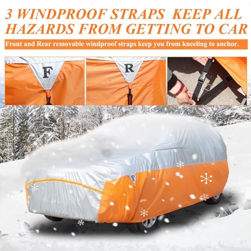 Image of Tecoom Car Cover Waterproof All Weather for 170 inch-190 inch SUV, Universal Full Exterior Covers Fit for Toyota CHR Ford Mustang Honda CRV Tesla Model Y Large Winter Car Covers Snow Sun UV Scratch Protection