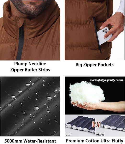 JIHUILAI Men's Puffer Vest Winter Jacket Warm Puffy Vests Men Outdoor Sleeveless Lightweight Water-Resistant Vest M To 5XL - Image 6