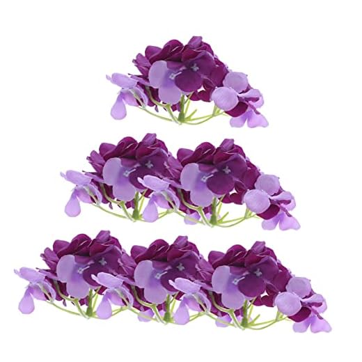 Abaodam 6 Piezas Hortensias Artificiales Hortensia Morada Falsa Topper De La Magdalena De La Flor Flores para Decorar Natural Comedor Tela De Seda Suministros para Manualidades Púrpura