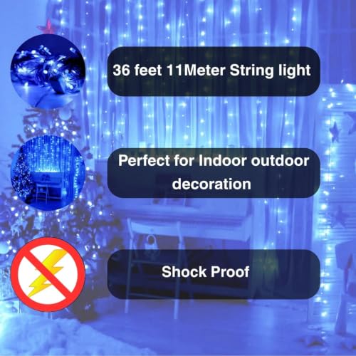 Image of One94Store LED Pixel String Light Pack of 3 - 36 Ft Copper Wire Fairy Lights, Bright Blue Decorative Lights for Diwali Decoration, Home Decor, Pooja, Festival, Christmas, Wedding & Party