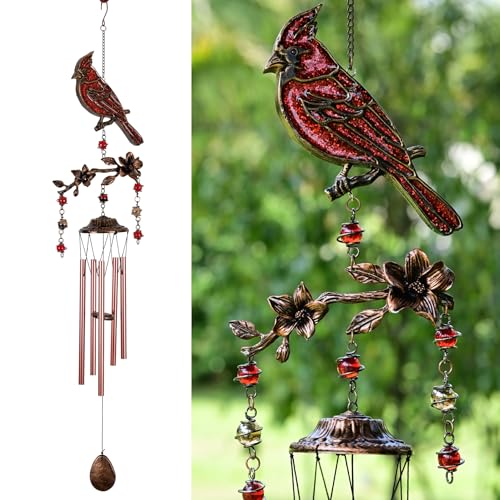 Wind Chimes for Outside Wind Chimes Outdoor Clearance Soothing Tones Outdoors Cardinal Wind Chime Memorial Sympathy Gift Patio Porch Home Dcor Modern Art Dcor Bronze (32 Cardinal)