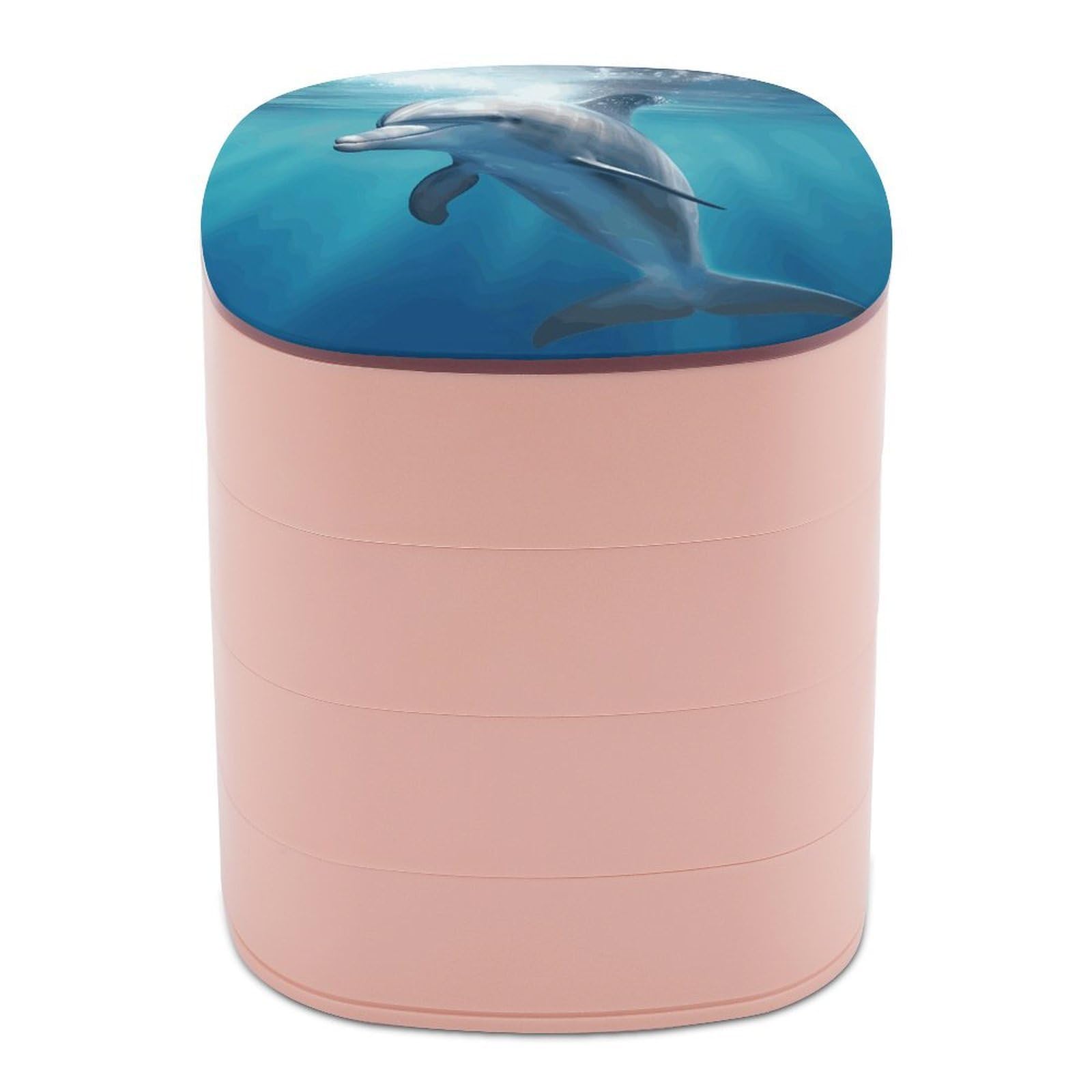 VstaDank 360° Rotating Winter The Dolphin Jewelry Box, Multi-Layer Large Capacity Jewelry Organizer for Earrings Necklaces Rings, Dustproof Desktop Storage Case for Women