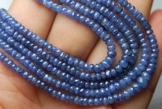 Saphir bleu de Birmanie naturel de 14 pouces en rondelles facettées, le cadeau de joaillerie idéal