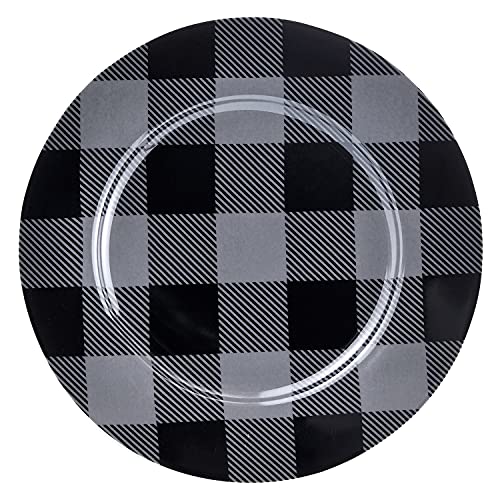 Safdie & Co. Buffalo Plaid Grey, Black 16 Piece Dinnerware Set, Service For 4, Fiesta Dinnerware, Home Trends And Home Food Network Essentials, Porcelain Dinner Plates, 16" L X 12" W X 15" H #TOP5