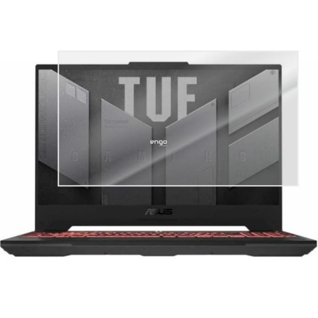 Engo Asus Tuf Gaming F15 15.6 İnç İle Uyumlu Mat Ekran Koruyucu Notebook, Yansıma Ve Parlama Önleyici Parmak İzi Bırakmayan Laptop Koruma, 9H Temperli Kırılmaz Esnek Nano Cam 16:9