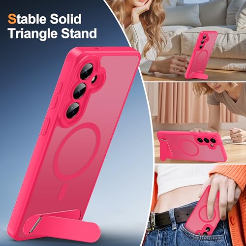 AMILIFECASES Magnetic for Samsung Galaxy S26+ Plus Case, [Compatible with MagSafe][Full Camera Protection][Built-in Invisible Kickstand] Translucent Matte Phone Case for S26 Plus 6.7" - Hot Pink - image 8