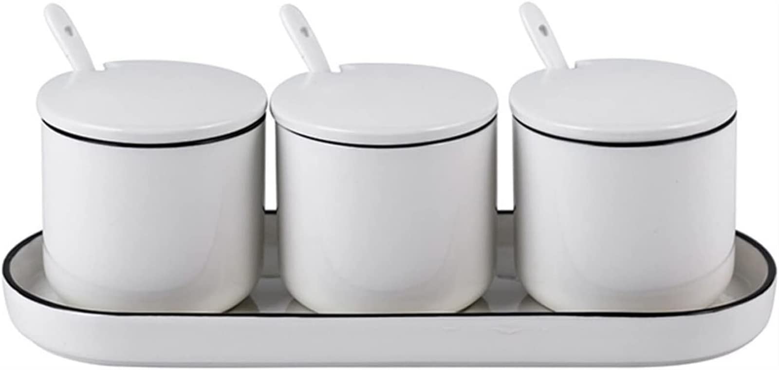 TBLOTYD Spice jar Spice jar 3pcs Seasoning Jar Nordic Ceramic Condiment Jar Set Salt MSG Seasoning Box with Lid Kitchen Household Spice Jars Storage Tank