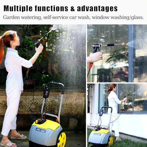 Spruzzatore elettrico da giardino con tubo lungo, ugello regolabile e interruttore di sicurezza, ideale per la cura del prato, irrigazione delle piante e lavaggio auto