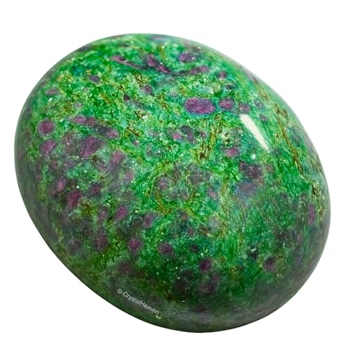Image of Certified Ruby Fuchsite Crystal Palm Pebbles Stones for Anxiety Stress Relief Massage - AAA Grade Original Healing Gemstone Agate Palm Stone for Yoga Meditation Spiritual Reiki Feng Shui